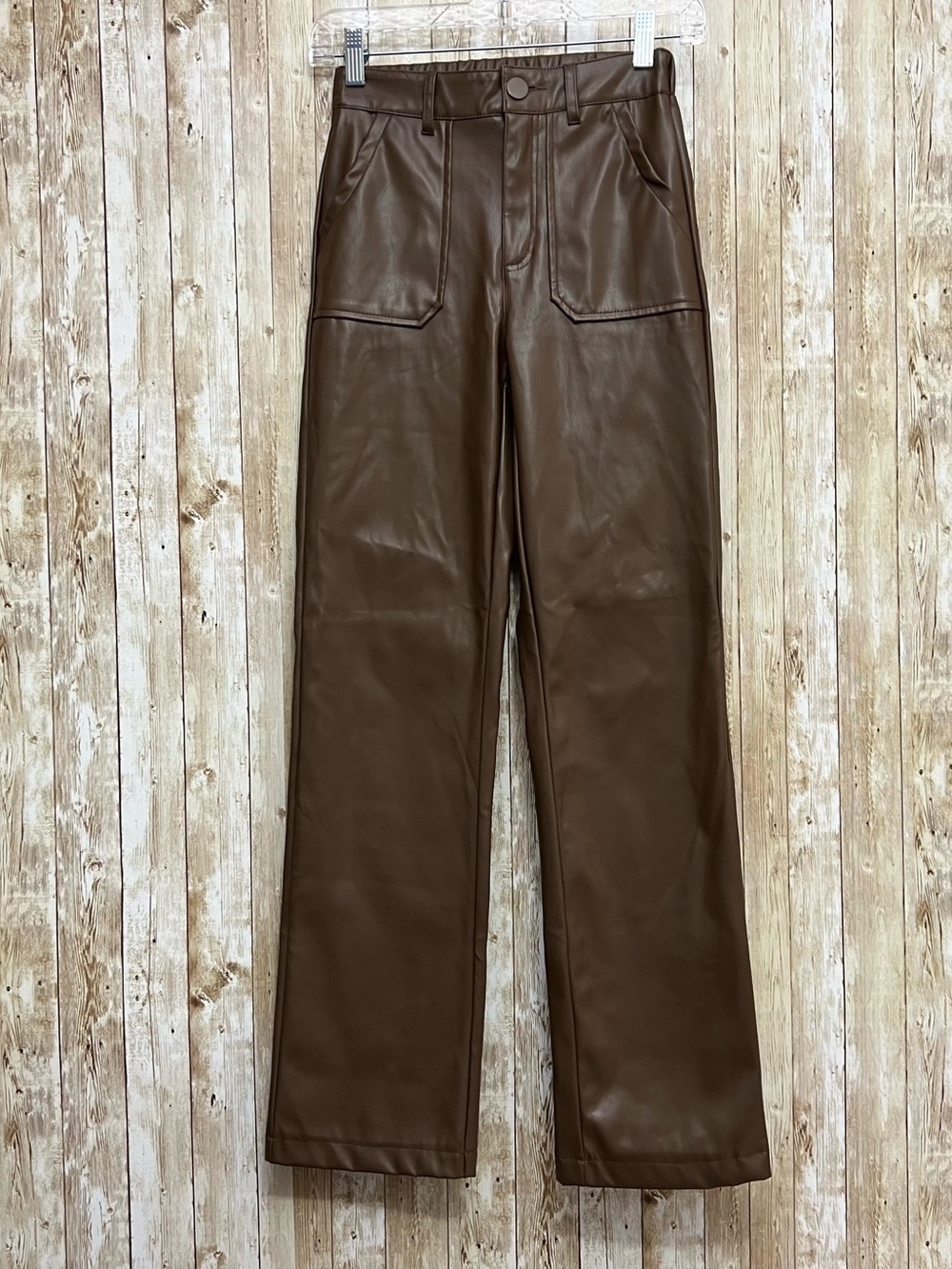 KENDALL + KYLIE brown faux leather high-waisted pants Size XS